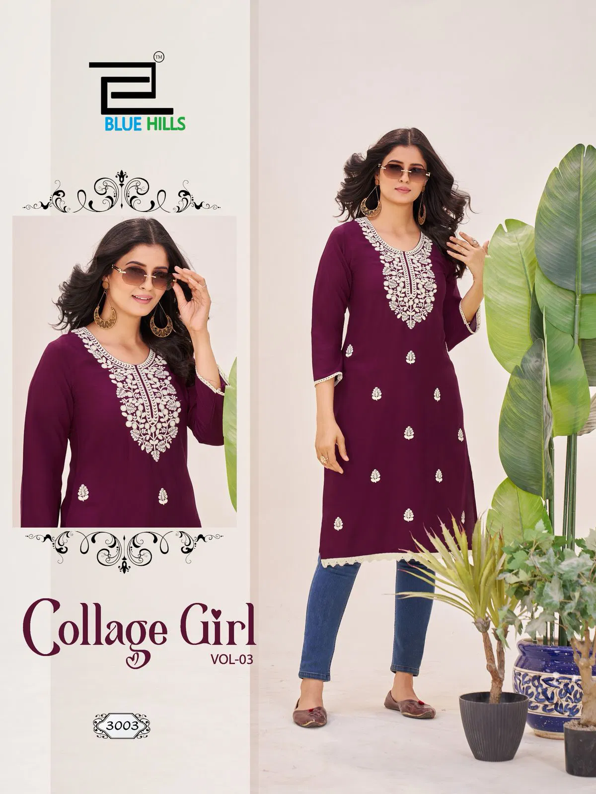 Collage Girl Vol 3 By Blue Hills Rayon Lucknawi Kurtis Wholesale Shop In Surat